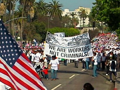 A protest by immigrants in the US