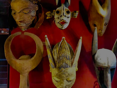 African masks on display at the International Museum of Slavery, Liverpool