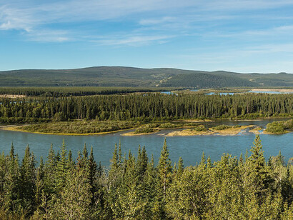 View of the Yukon River near Carmacks, Yukon, Canada.