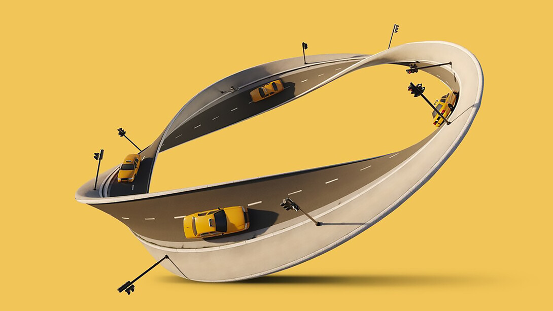 Cars rotating on a fixed line