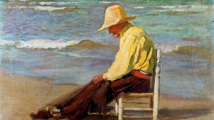 «Hombre en la playa» Cecilio Pla y Gallardo