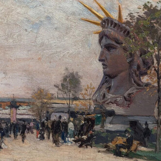 Henri Saintin, La tête de la Statue de la Liberté à l'Exposition universelle de 1878 (détail), 1878. Avec l'aimable autorisation du musée d’Orsay