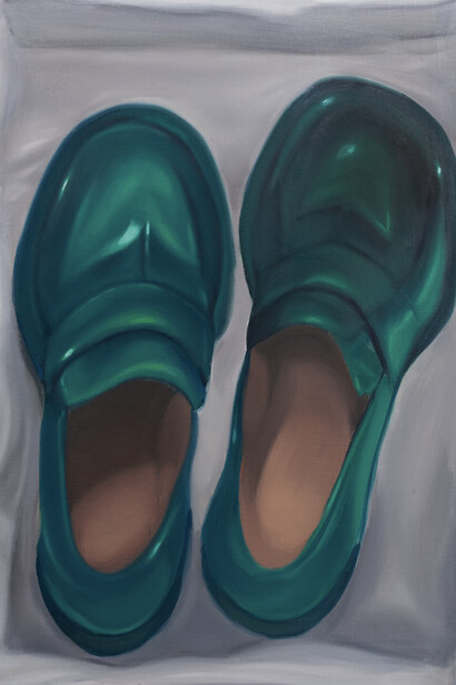 Ollie White, Green shoes in box, 2024. Courtesy of Tube Culture Hall