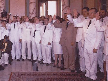 Members of the Cabinet at Leonel Fernández's inauguration at the Presidential Palace in Santo Domingo, Dominican Republic, on the 16th of August, 2004