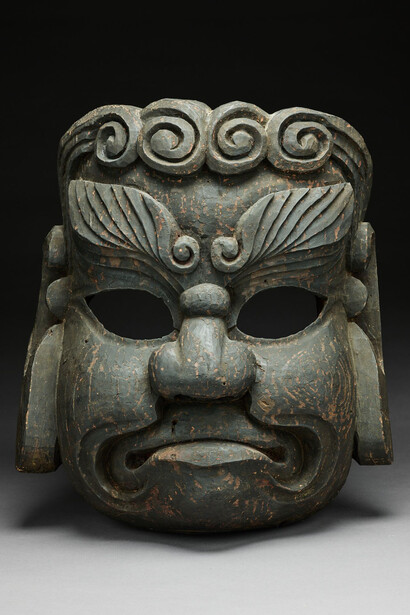 Mask of a kitchen guardian deity (kamadomen). Courtesy of Crow Museum of Asian Art