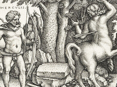 'Hercules and Nessus' depicted by the esteemed artist Hans Sebald Beham