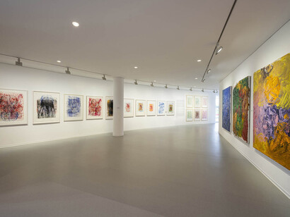 Hermann Nitsch, Tribute of colours, exhibition view. Courtesy of Danubiana