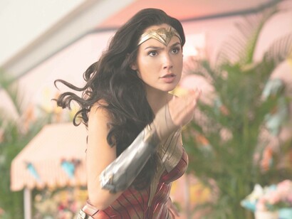 Female superhero Wonder Woman portrayed by Gale Gadot is running to save the world