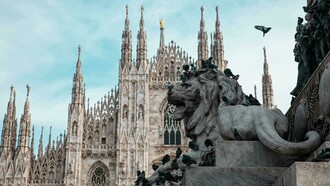 The magnificent Milan Cathedral (Duomo di Milano), a masterpiece of Gothic architecture and one of the most famous landmarks in Italy