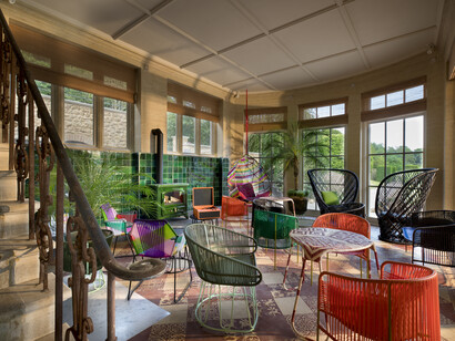 The Croquet Lounge: a serene spot for guests to relax and enjoy a classic game amidst the tranquil surroundings of The Newt estate, United Kingdom