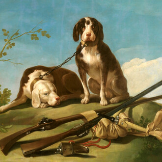 Francisco de Goya, Perros en traílla (detalle), 1775. Cortesía de ADN Galeria. Créditos por Museo del Prado