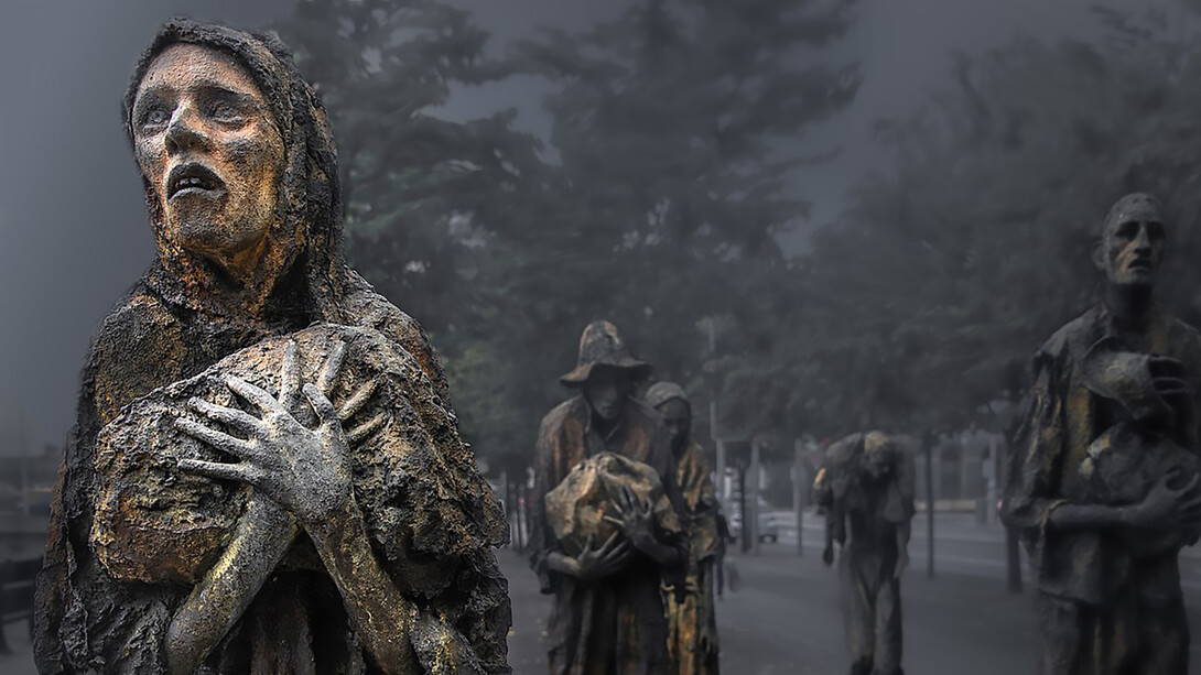 The Dublin sculptor Rowan Gillespie designed this impressive group of statues commemorating the Great Famine of the mid 19th century, Ireland