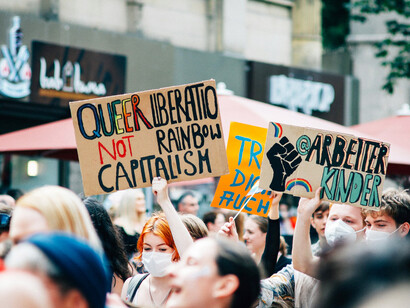 People participating in an LGBTQIA+ protest; opinions and attitudes, especially towards sex, differ from person to person