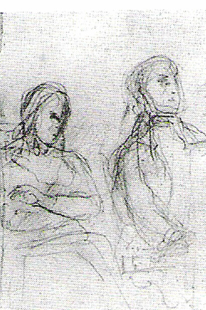 Esquisse du tableau inachevé de George Sand et Frédéric Chopin par Eugène Delacroix