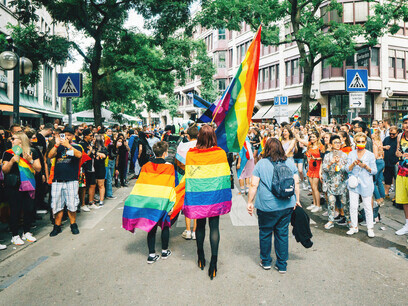 People participating in an LGBTQIA+ protest; asexuality in itself has [a spectrum of different types of sexualities