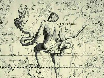 Ad Asclepio corrisponde la costellazione di Ofiuco, “Ofiôuchos", colui che domina il serpente