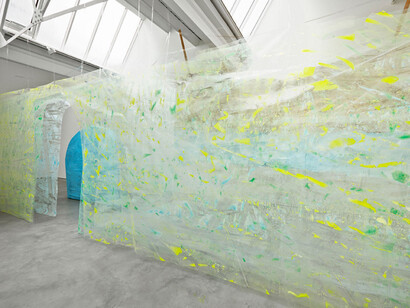 Karla Black, exhibition view, Modern Art, 13 October - 8 November 2014, Copyright the artist; Courtesy Stuart Shave/Modern Art, London, and Gisela Capitain, Cologne; Photography RG Image
