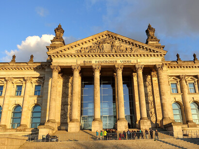 Reichstag architecture from west, Berlin, Germany