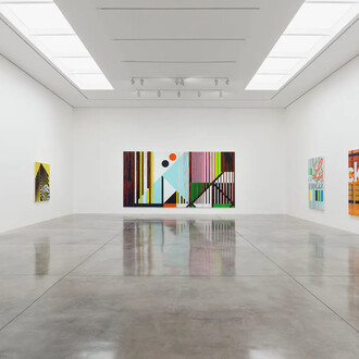 Sarah Morris, Snow leopards and skyscrapers, exhibition view. Courtesy of White Cube