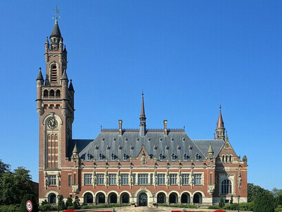 The Peace Palace in The Hague, Netherlands, serves as the headquarters of the International Court of Justice