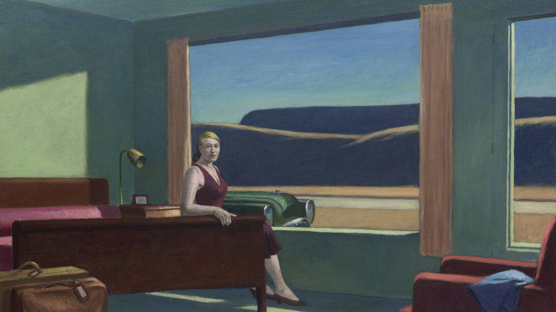 Edward Hopper (American, 1882–1967), Western Motel, 1957, oil on canvas, 30-5/8 × 50-1/2 in. Yale University Art Gallery, Bequest of Stephen C. Clarke, B.A., 1903, 1961.18.32 © 2020 Heirs of Josephine N. Hopper / Artists Rights Society (ARS), NY