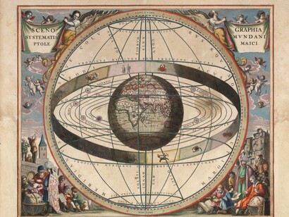 Il sistema tolemaico secondo "Harmonia macroscopica" di Andreas Cellarius, 1661