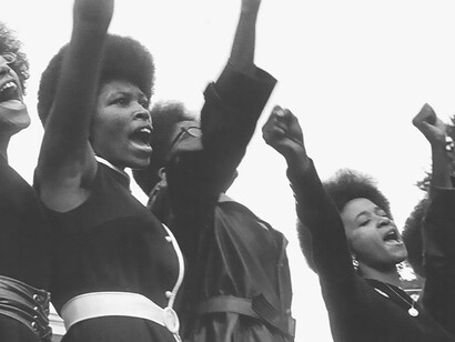 Black Panther Party members rally in 1968