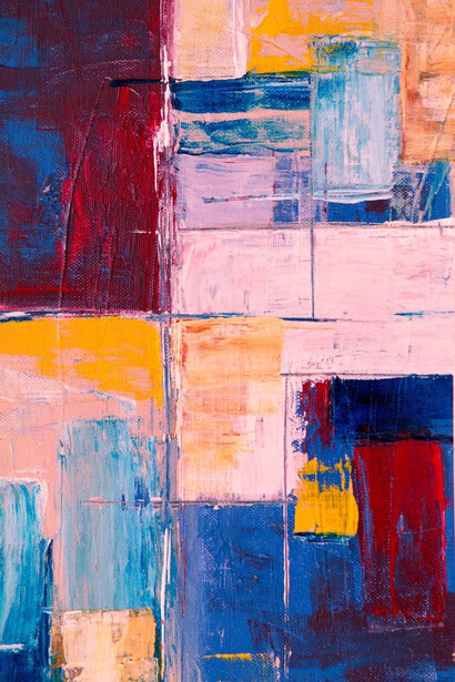 Multicoloured abstract painting by Steve Johnson, unveiling abstraction, exploring the boundaries of perception