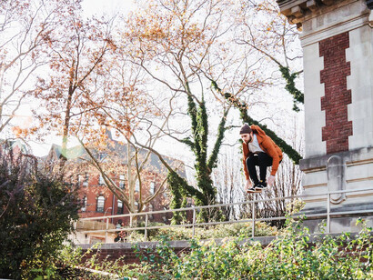 The man conquers his fears with every daring jump, embodying the spirit of courage inherent in us all