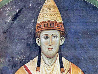Papa Innocenzo III, raffigurato nel Monastero di San Benedetto a Subiaco, Italia