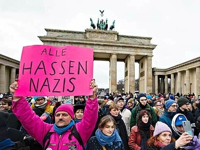Protest for democracy on the Pariser Platz in Berlin against the far right AFD party, Germany
