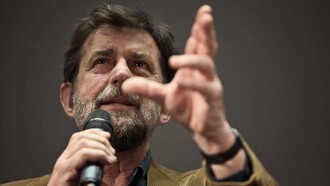 Nanni Moretti durante una presentazione del film "Mia madre" del 2015
