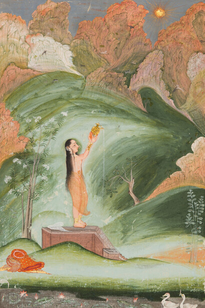 Chokha, A girl worshipping the rising sun (Surya puja), c. 181. Courtesy of the Cleveland Museum of Art