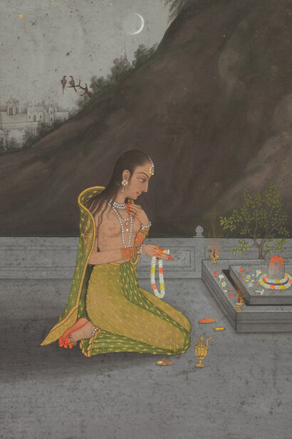 Muhammad Rizavi Hindi, A night scene of Shiva Puja (recto), c. 1760–70. Courtesy of the Cleveland Museum of Art