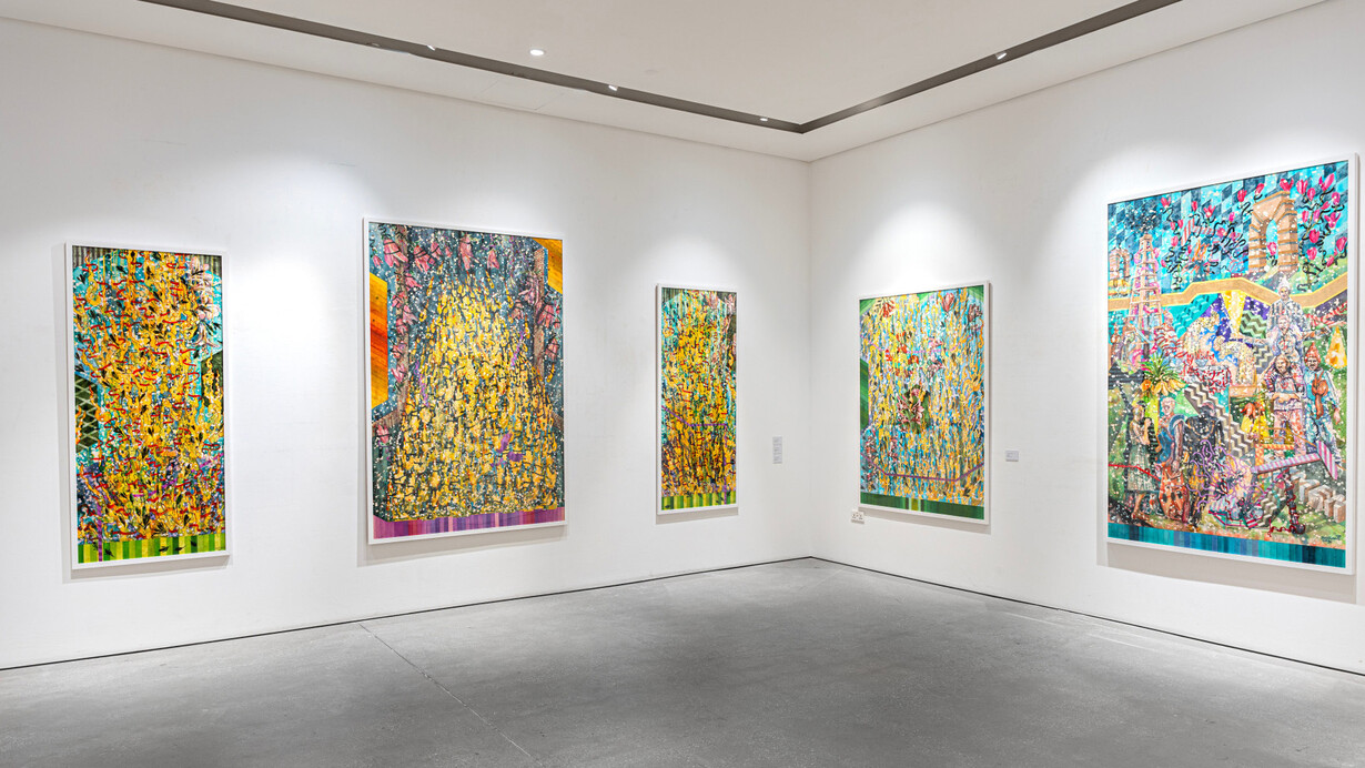 Behrang Samadzadegan, Flames beneath the flowering sky, exhibition view. Courtesy of Leila Heller Gallery