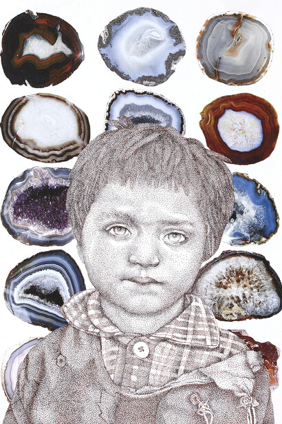 Faiza Butt, Erosion 1: Every Child Is a God, 2014, Ink-jet print and ink drawing on archival cotton paper
29.7 x 21 cm (11 ¾ x 8 ¼ in)
