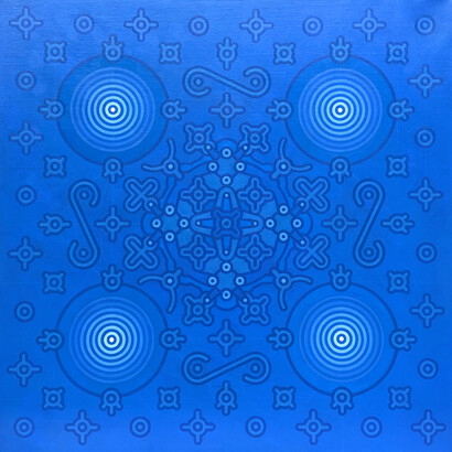 Dodecad #4, housepaint and acrylic on canvas 120 x 120cm, Mark Weighton, 2015