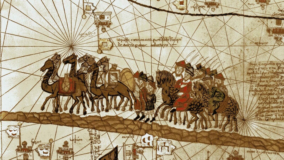 The caravan of Marco Polo, from Atlas Catalan, by Abraham Cresques, 14th century