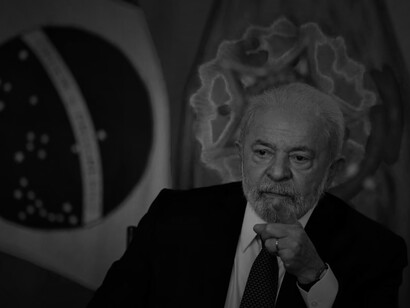 Brazil's President Luiz Inacio Lula da Silva gestures during a meeting with auto industry leaders
