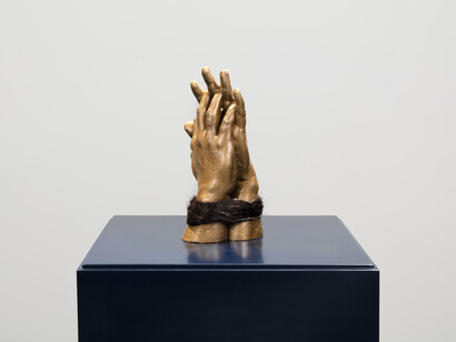 Black Tresses 2016, Bronze, human hair, 24 x 15 x 10 cm (without plinth). Courtesy the Artist and Rampa, Istanbul © Chroma (André Carvalho & Tuğba Karatop)
