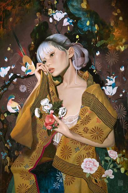Soey Milk, Hwajodo - silk and down. Courtesy of Corey Helford Gallery