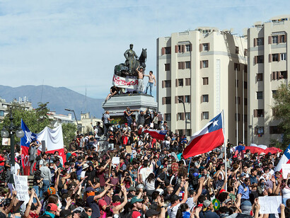 Protestos no Chile em 2019 contra as políticas sociais do governo de Sebastian Piñera