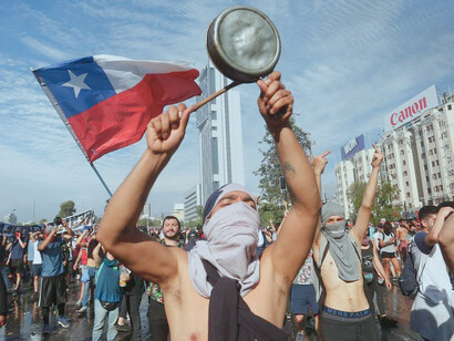 Protestas en Chile a favor de un cambio de la actual Constitución en Santiago de Chile