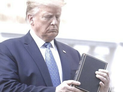Trump poses with a Bible in front of the Church of St. John, a few meters from the White House