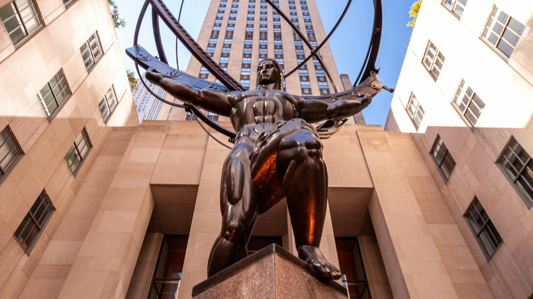 Atlas carrying the world, a statue at the botton of the Empire State Building, New York, USA