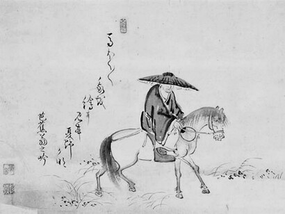 Sugiyama Sanpu- Bashō montando a caballo