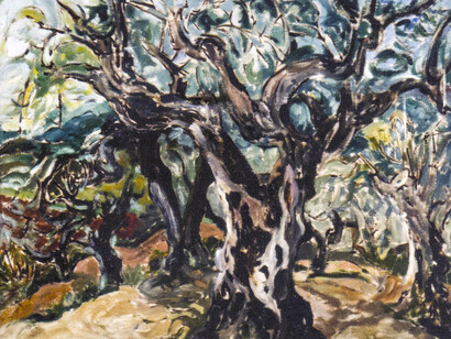 Gnarled Olive Trees, oil on canvas, 1962, 82 x 100 cm