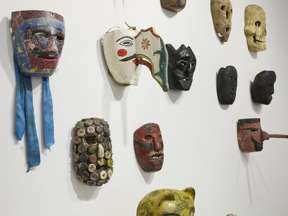 Various artists, Mexican and guatemalan masks, exhibition view. Courtesy of Cavin Morris Gallery