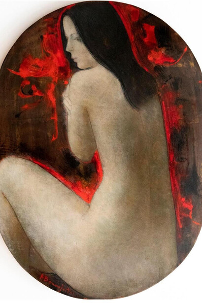 Alain Bonnefoit, Scent of a woman, exhibition painting. Courtesy of Erarta