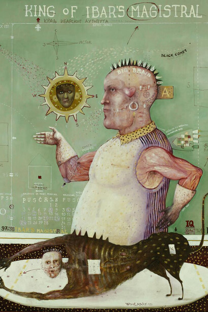 Vuk Racic, King of Ibar Highway, mixed media on canvas, 171 x 135 cm, 1997/98.